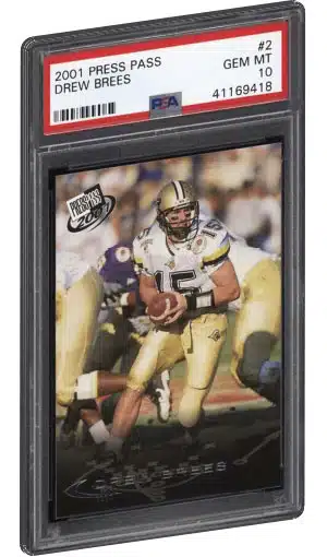 Drew Brees Rookie Card 2001 SAGE HIT Jerseys (pop 2) #J6 PSA 9 –