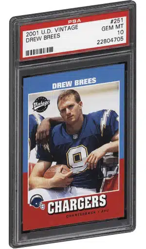 Drew Brees Rookie Card 2001 SAGE HIT Jerseys (pop 2) #J6 PSA 9 –