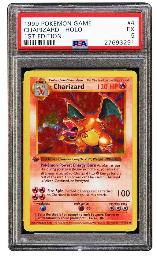 1999 charizard 1st edition holographic #4 graded psa 5 EX front