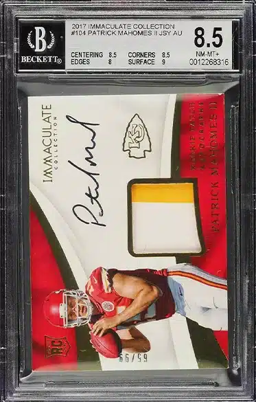 2017 Immaculate Collection Patrick Mahomes II ROOKIE PATCH AUTO /99 #104 BGS 8.5