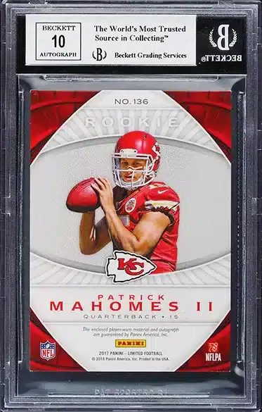 2017 Panini Limited Patrick Mahomes II ROOKIE PATCH AUTO /149 #136 BGS 8 NM-MT BACK SIDE