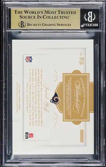 2016 Panini Flawless Sapphire Jared Goff ROOKIE PATCH AUTO 5/5 #RCJG BGS 9.5 GEM back side