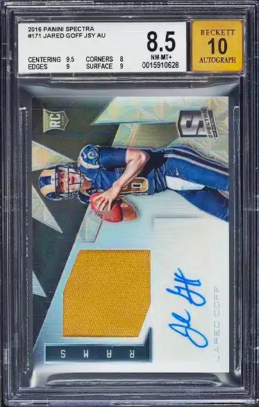 2016 Panini Spectra Jared Goff ROOKIE PATCH AUTO 99/99 #171 BGS 8.5 NM-MT+