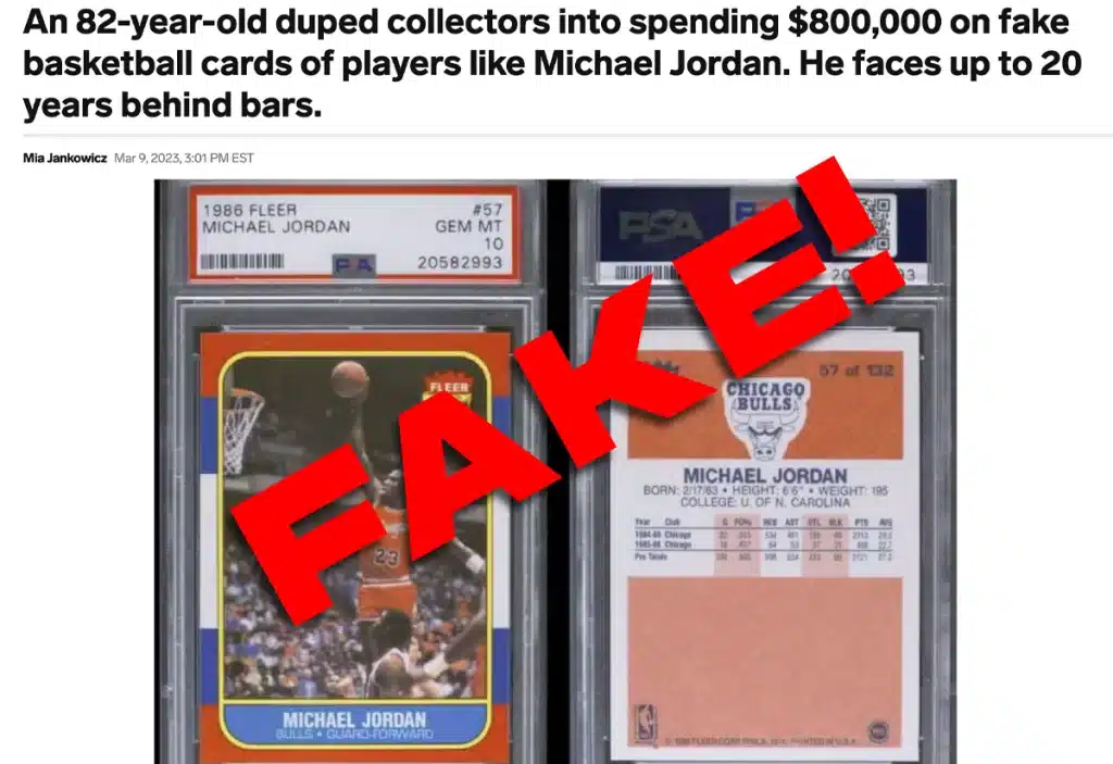 Counterfeit Graded Card Scam Fake Michael Jordan Cards