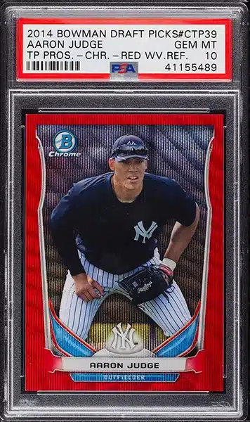 2014 Bowman Chrome Red Wave Refractor Aaron Judge ROOKIE /25 #CTP-39 PSA 10