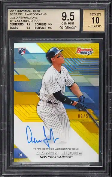 Aaron Judge 2017 Bowmans Best Beckett Graded 9 Mint NY 