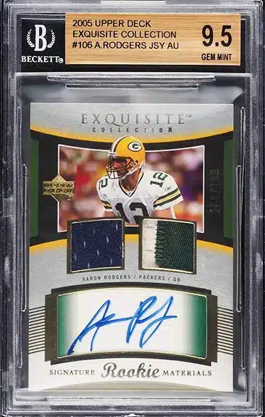 2005 Exquisite Collection Aaron Rodgers ROOKIE PATCH AUTO /199 #106 BGS 9.5 GEM