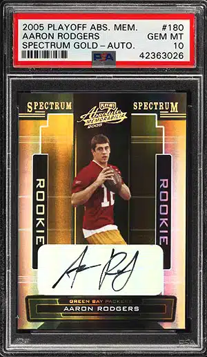 AARON RODGERS GOLD REFRACTOR PRIZM CARD #d180/199 Jersey &