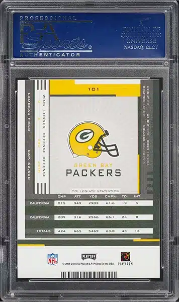 2005 Playoff Contenders Aaron Rodgers ROOKIE AUTO #101 PSA 10 GEM MINT back side