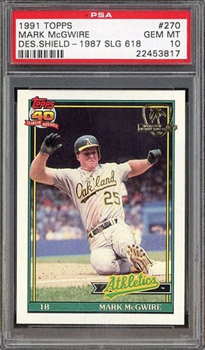 1991 Topps Desert Shield Mark McGwire Baseball Card PSA 10 Value