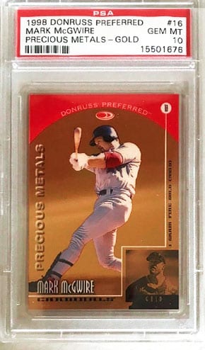 1998 Donruss Preferred Precious Metals Gold Mark McGwire Baseball Card PSA 10 Value