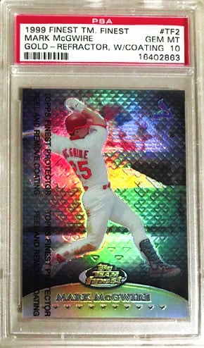 1999 Finest Mark McGwire Base card Gold Refractor PSA 10 Value