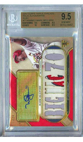 2017 Topps Triple Threads Ruby Mark McWire Jersey Patch Autograph BGS 9.5 Value