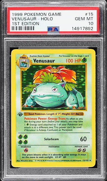 1999 Pokemon 1st Edition Venusaur holo #15 graded PSA 10