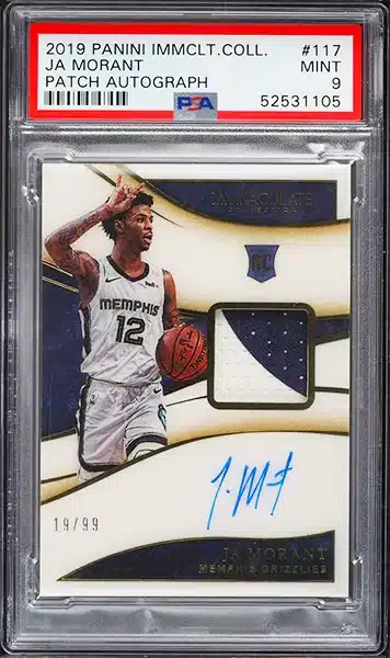 2019 Immaculate Collection Ja Morant ROOKIE PATCH AUTO /99 #117 PSA 9 MINT