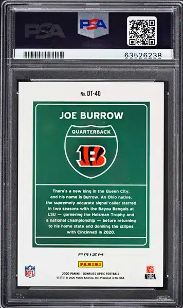 Joe Burrow 2020 Prizm #307 Orange Ice PSA 10 Price Guide