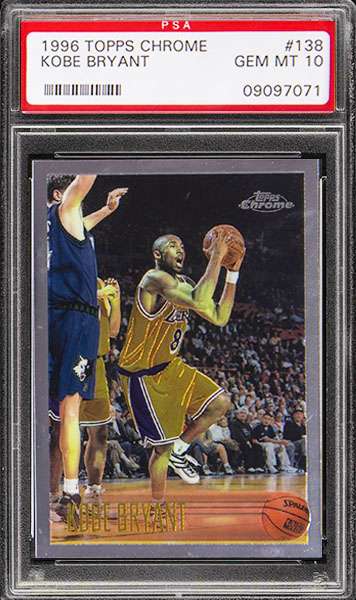 1996 Topps Chrome Kobe Bryant Rookie Card #138 graded PSA 10