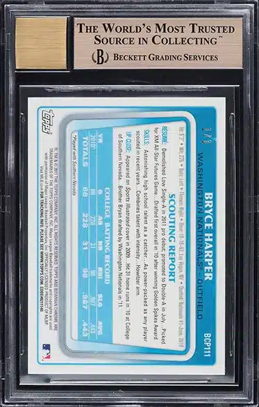 2011 Bowman Chrome Superfractor Bryce Harper ROOKIE AUTO 1/1 #BCP111 BGS 9.5 GEM BACK SIDE