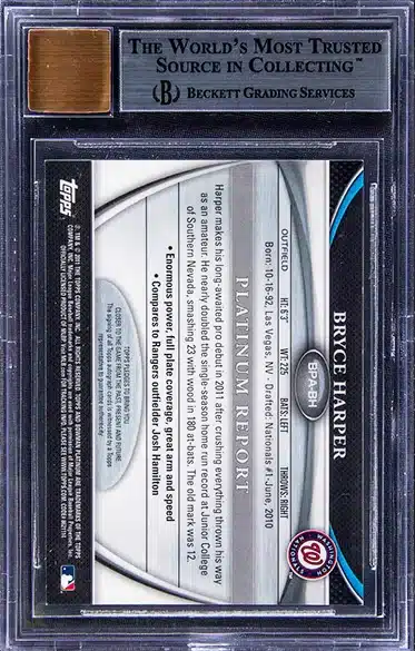 2011 Bowman Platinum "Prospect Autographs" Superfractor #BH Bryce Harper Signed Card (#1/1) - BGS MINT 9 BACK SIDE