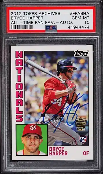 2012 Topps Archives Fan Favorites Bryce Harper ROOKIE AUTO #FFABHA PSA 10 GEM