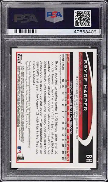 2012 Topps Chrome Bryce Harper ROOKIE AUTO #BH PSA 10 GEM MINT BACK SIDE