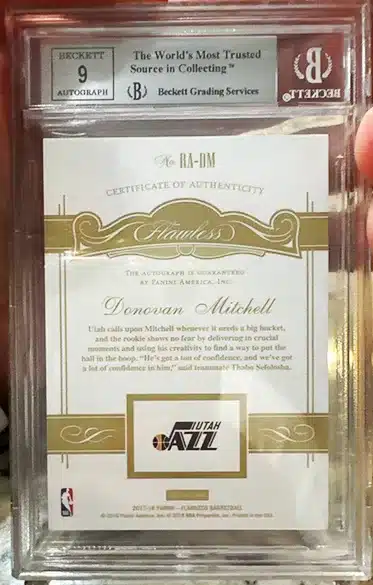 2017-18 Panini Flawless DONOVAN MITCHELL #10/25 Rookie Auto SSP Rare Case Hit back side