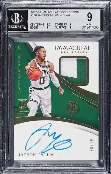 2017 Immaculate Collection Jayson Tatum ROOKIE PATCH AUTO /99 #126 BGS 9 MINT