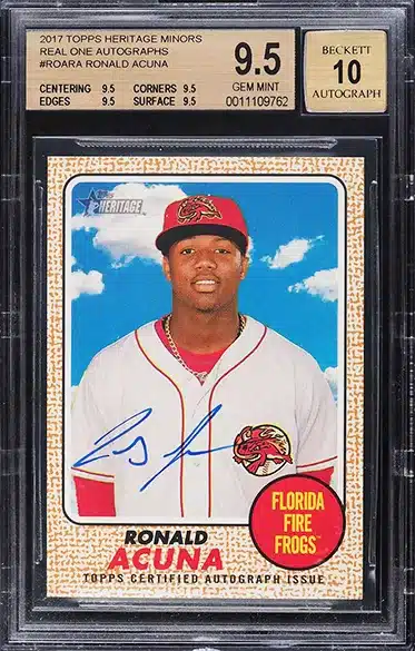 2017 Topps Heritage Minors Real One Ronald Acuna Jr. ROOKIE AUTO #ROA-RA BGS 9.5