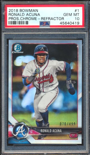 Ronald Acuna Jr 2018 Topps Heritage Autographed Rookie RC Card #580 PSA/DNA