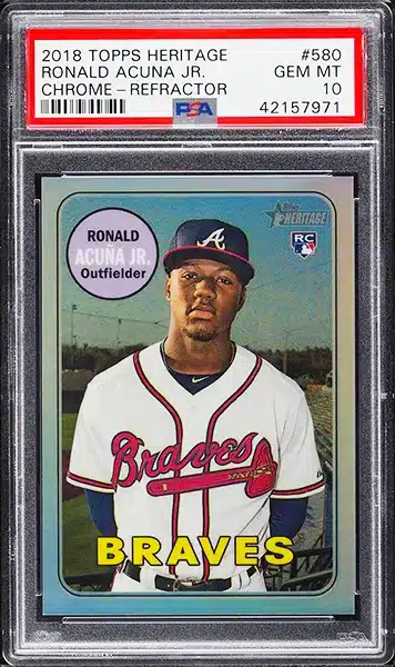 2018 Topps Heritage Chrome Refractor Ronald Acuna Jr. ROOKIE /569 #580 PSA 10