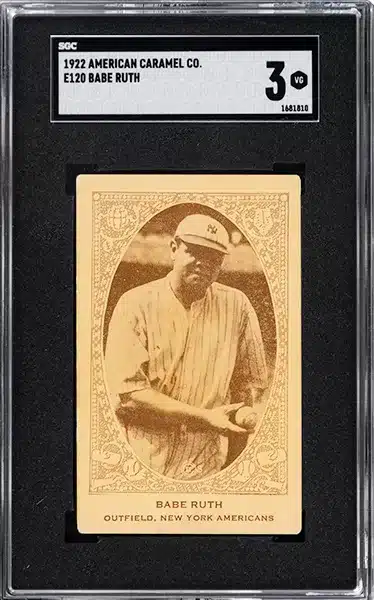 1922 E120 American Caramel Babe Ruth baseball card graded SGC VG 3