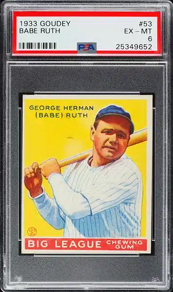 1933 Goudey Babe Ruth #53 Baseball Card PSA 6 EXMT