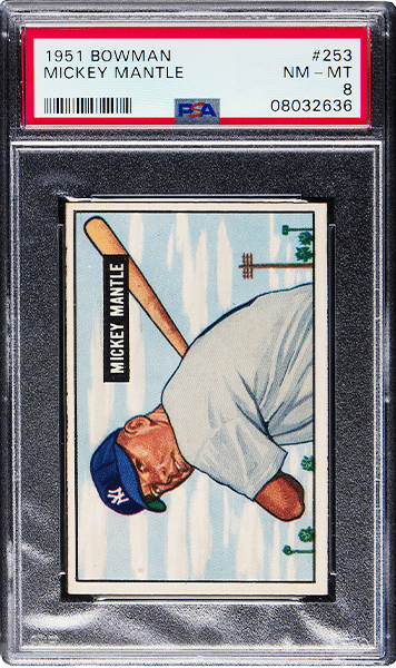 1951 Bowman Mickey Mantle Rookie Baseball Card #253 Graded PSA NM-MT 8