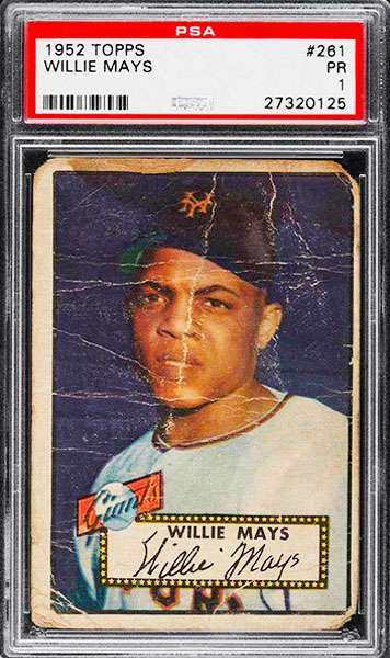 1952 Topps Willie Mays rookie card #261 graded psa 1