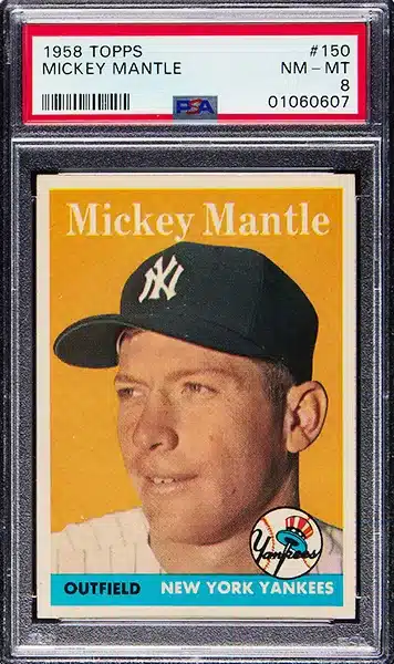 1958 Topps Mickey Mantle Baseball card #150 graded PSA 8 NM-MT