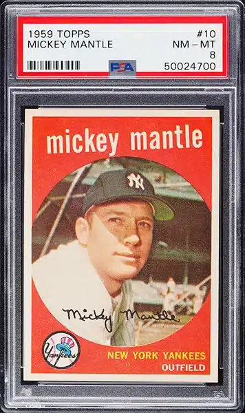 1959 Topps Mickey Mantle baseball card #10 graded PSA 8 NM-MT