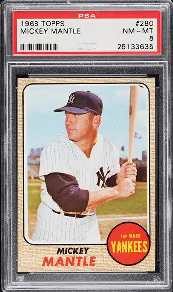 1968 Topps Mickey Mantle Baseball Card #280 graded PSA 8 NM-MT