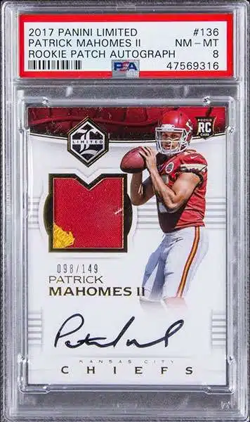 PATRICK MAHOMES Kansas City Chiefs 2017 NFL Rookie Football Card PAT13,  Near Mint –