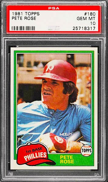 1981 Topps Pete Rose baseball card #180 graded PSA 10