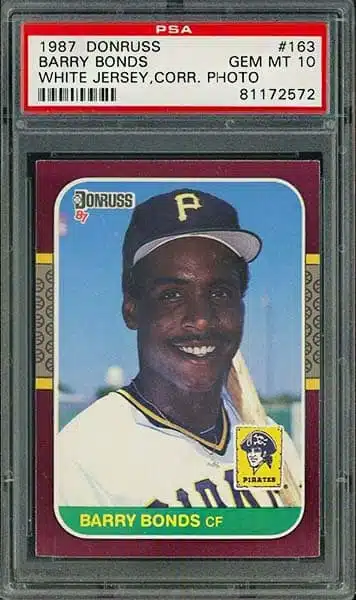 Barry Bonds 1986 Donruss Baseball Rookie Card PSA 10