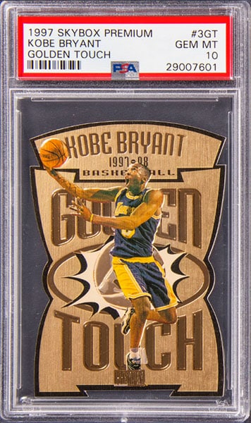 1997 Skybox Premium Golden Touch die cut Kobe Bryant basketball card #3GT graded PSA 10