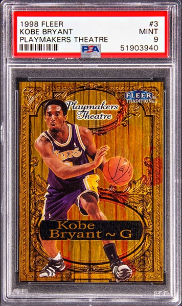 1998 Fleer Tradition Playmakers Theatre Kobe Bryant basketball card #3 graded PSA 9