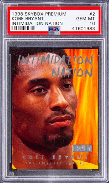 1998 Skybox Premium Intimidation Nation Kobe Bryant basketball card #2 graded PSA 10
