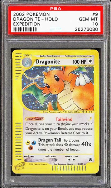 2002 Pokemon Expedition Dragonite Holo #9 graded PSA 10