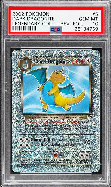 2002 Pokemon Legendary Collection Dark Dragonite reverse foil #5 graded PSA 10