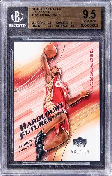 2003-04 Upper Deck Hardcourt #132 LeBron James Rookie Card (#539/799) - BGS GEM MINT 9.5