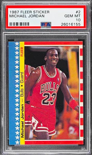 1987 Fleer Sticker Michael Jordan basketball card #2 graded PSA 10