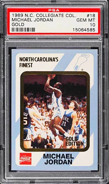 1989 North Carolina Collegiate Collection Michael Jordan (Gold) #18 graded PSA 10