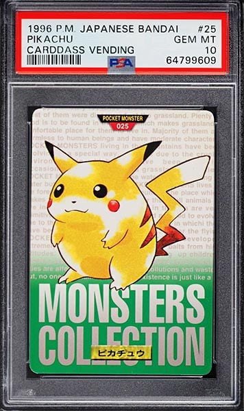 1996 Pokemon Japanese Bandai Carddass Vending Pikachu #25 graded PSA 10