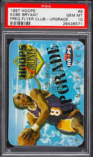 1997 Hoops Frequent Flyer Club Upgrade Kobe Bryant rare basketball card #9 graded PSA 10